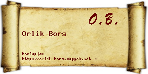 Orlik Bors névjegykártya
